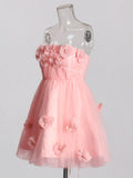 Spring 2025 New Fashion Sweet Three-Dimensional Mesh Flowers Splicing Design Tighten Bra Short Dress Dress