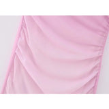 Pink Tulle Mini Dress Woman Mesh Bodycon Dress Women Sleeveless Semi Sheer Short Dresses For Women Ruched Summer