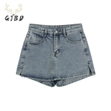 Summer Half Body Skirt Shorts Vintage High Waist Self Cultivation Casual Fashion Denim Short Skirt Hot Pants