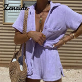Velvet Beach Two Piece Set Women Tracksuit Loungewear Casual Cardigan Top Summer Outfits Workout Woman Shorts