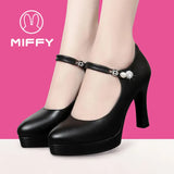 Yuan For A Pair Of Clearance High-Heeled Shoes Breathable Soft Leather Ladies Shoes Fashion Single Shoes Soft Soles Mother