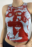 Vintage Girl Graphic Crop Tank Top-Outfit