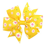Printed Flower Hair Bows With Clip For Baby Girls Grosgrain Ribbon Boutique Hair Clip Barrettes Hair Accessories