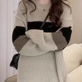 Zingj New Fashion Loose And Lazy Wind Contrast Color Stripe Soft Waxy Round Collar Fur Autumn Temperament Retro Casual Jacket-Outfit