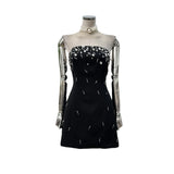 High-End Famous Yuan Qianjin Charming Exquisite Pure Hand Nail Beaded Tectored Dress Light Luxury Dress