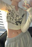 Blurry Long Sleeve Crop Top-Outfit