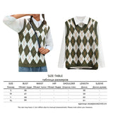 Sweater Vest Women Black Sleeveless Plaid Knitted Crop Sweaters Casual Autumn Preppy Style 2020 tops V Neck