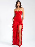 High-End Women's Sexy Perspective T-Shirt Tset Skirt Lotus Leafy Dress Dress Height Open Dress Dress Dress