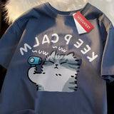 Keep Calm Cat Hair Dryer Print T-shirtOutfit