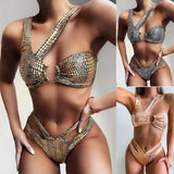 Zingj 2023 Bikini Sexy Bikini Hot Style Hot Gold Fabric Swimsuit Ladies Split Swimsuit