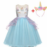 Unicorn Dress Princess Christmas Costume Birthday Party Dress Rainbow New Year Costume Christmas Kids Dresses For