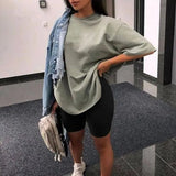 Solid Outfits Women's Two Piece Suit with Belt Home Loose Sports Tracksuits Fashion Bicycle Summer Hot Suit