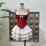 Fish Bone Slings + Cake Girls Anti-Walking Half Skirt + Knitted Waist V-Neck Cardigan 3
