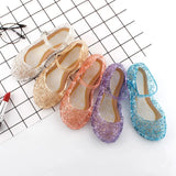 Girls Kids Summer Crystal Sandals Princess Jelly High-Heeled Shoes Princess Cosplay Party Dance