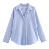 Summer New Women's Cotton Loose Leisure Long-Sleeved Oxford Shirt