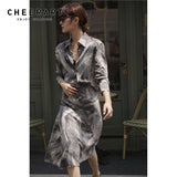 Autumn Ink Painting High Waist Skirt Women A Line Vintage Knee Length Desinger Ladies Skirt Print 2020 Fashion