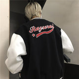 Autumn Letter R Men Women Couples Tops Harajuku Coat American Baseball Bomber Jacket Loose Plus Size Streetwear