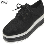 Spring New Women Flat Platform Shoes Slip on Moccains Ladies Casual Shoes Woman Thick Sole Brogue Creepers