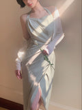 Women Satin Sexy Elegant Halter Dress Party Female Summer Backless Clothing