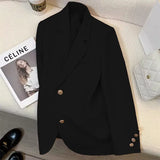 Zingj 2024 New Khaki Blazer Female Retro British Style Advanced Design Sense Versatile Small