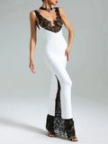Patchwork Lace Sheer Camisole Midi Dress- Outfit