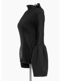 Fashion Elegant Women's Tops New Ruffled Collar Flare Sleeve Slim Solid Color Folds T-shirt Female Tide Summer 2023