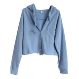 Zingj New Thin Hoodie Korean Version Loose Versatile Cardigan High Waist Jacket Short French Languid Lazy Wind Coat Female-Outfit