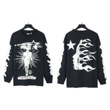 Star Long-Sleeved T-Shirt Men's Ins Street Fashion T-Shirt Autumn And Winter Loose Casual Pure Cotton Bottom
