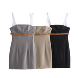 Sling Splicing Short Dress Commuter Assembly Woman 2025 New