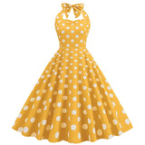 De Cocktail Halter Summer Vintage Dress Sleeveless Retro Sundress Elegant 2022 50s 60s Pin Up Rockabilly Flare