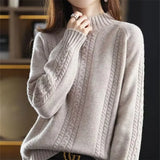 Zingj Semi-Turtleneck Sweater Women's Autumn Soft And Lazy Knit Jumper With Shoulder Thick Bottom Top-Outfit