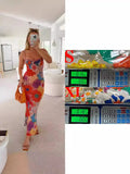 Zingj Summer Women's Fashion Casual One-Word Collar Floral Floral Dress