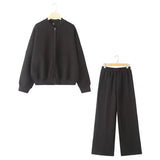 Autumn Zipper Bomber Jacket Jacket + Velvet Trousers Women's