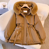 Short Style To Overcome The Female 2024 Winter New Korean Version Of Down Cotton Suit Thick And Velvet Large Size Warm Coat-Outfit