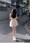 Y2k Black Mini Dress for Women 2023 New Summer Casual Tulle Bralette Sleeveless Lolita Birthday Cake Puff Female