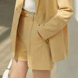 Minimalism Spring Suit Office Lady Blazer Set Women Lace Vneck Tanks High Waist Women Pants Female Shorts Outfits