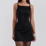 Satin Bow Strap Mini Dress- Outfit