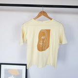 Abstract T-shirts Character Printing Women Tops Solid Color Summer white Cotton Tops Tees harajuku