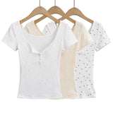 Zingj Trendy Women's Dress Is Sweet And Pure To Make Waves, Slim Short-Sleeved T-Shirt, Short-Style Navel Top + Small Suspenders
