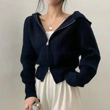 Double-headed Zipper Solid Color Hooded CardiganOutfit