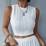 Women's Summer New Top T-Shirt Temperament Sleeveless T-Shirt Collar Leak Umbilical Vest