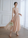 Summer Dress Fashion Temperament Romantic Elegant Solid Color Gentle and Sweet Pleated Skirt High Waist Women's Vest