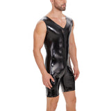 Zingj Men's Mirror Bright Leather Jumpsuit Sexy Zipper Open Gear No Odor Size