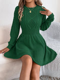 Autumn And Winter Pure Color Lantern Long-Sleeved Sweater Skirt A Dress Women's