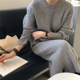Quality Winter Women's Costume Knitting Skirt Suit Long Sleeve Sweater + Slim Skirt Two-Piece