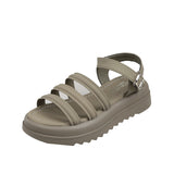 Word Buckle Platform Sandals Female 2025 Summer New Strip Platform Platform Students Casual Flat Sandals Roman