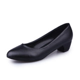 Zingj Shoes Female Flat Professional Shallow Round Heels Low Heel Black Shoes Large Size Code Sheet- Outfit