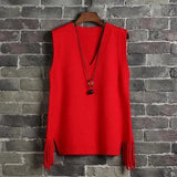 Sweater Vest Women Casual Loose Fringed Student Knitted Halter Korean Version of The Wild 2021 Spring Jumper