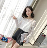 Fashion Women Lace Shirts Slash Neck Off Shoulder Long Sleeve Slim Lace Blouse Sexy Summer Top Femme Blusa