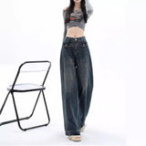 Zingj Wide-Leg Jeans Women's Fall 2023 New High Waist Show Thin Loose Design Feeling Straight Tube Floor